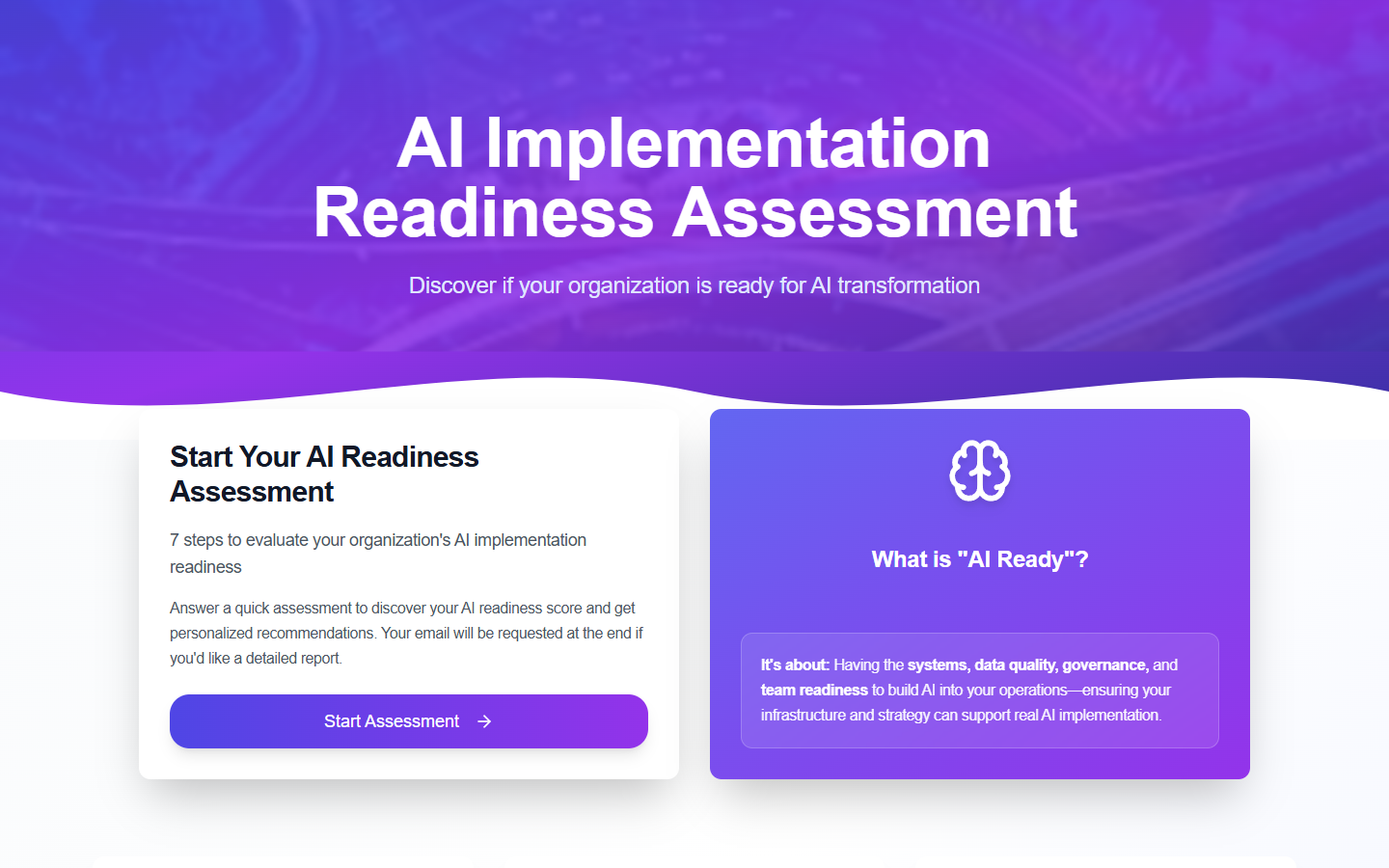 AI Readiness Assessment tool preview
