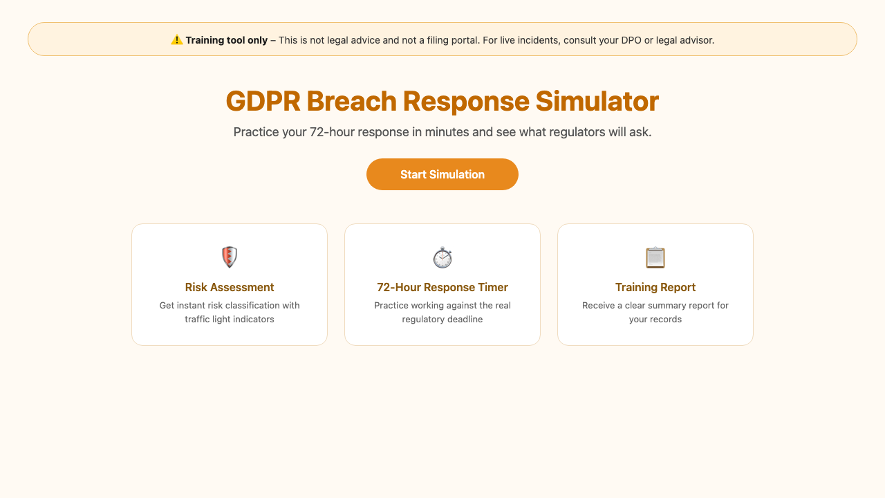 GDPR Breach Response Simulator preview